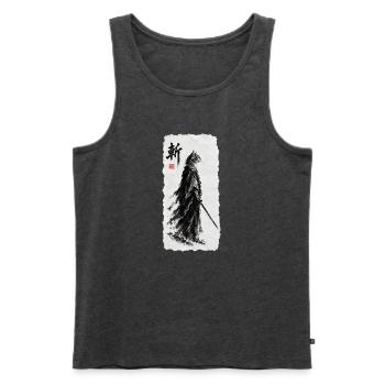 Samurai Katzensamurai  - Männer Premium Bio Tank Top - Anthrazit meliert - Vorne - Michal (187cm)