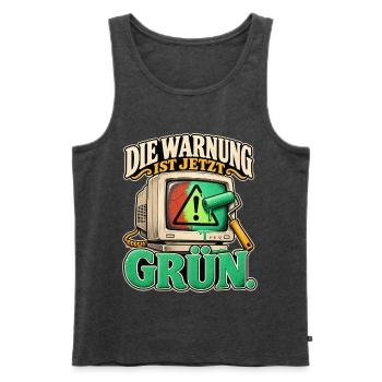 Warnung in Grün - Männer Premium Bio Tank Top - Anthrazit meliert - Vorne - Michal (187cm)