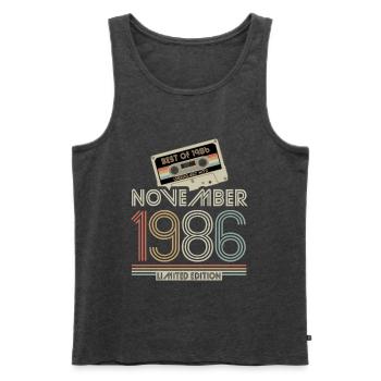 Limited Edition November Best of 1986 Kassette - Männer Premium Bio Tank Top - Anthrazit meliert - Vorne - Michal (187cm)