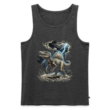Sturm-Dino Tyrannosaurus - Männer Premium Bio Tank Top - Anthrazit meliert - Vorne - Michal (187cm)