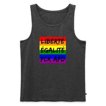 LIBERTÉ ÉGALITÉ FCK AFD REGENBOGEN FCK NZS, NO NZS - Männer Premium Bio Tank Top - Anthrazit meliert - Vorne - Michal (187cm)