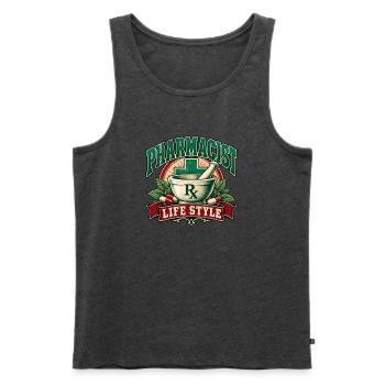 Lebensstil als Apotheker - Männer Premium Bio Tank Top - Anthrazit meliert - Vorne - Michal (187cm)