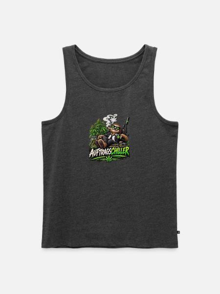 Auftragschiller – Faultier mit Cannabis-Humor - Männer Premium Bio Tank Top - Anthrazit meliert