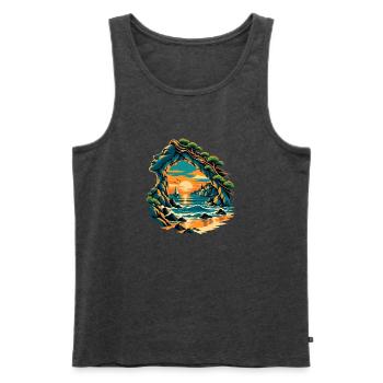 Magische Küstenbucht - Männer Premium Bio Tank Top - Anthrazit meliert - Vorne - Michal (187cm)