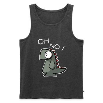 Oh No !  Lustiger Dino für Shirts und Sticker - Männer Premium Bio Tank Top - Anthrazit meliert - Vorne - Michal (187cm)