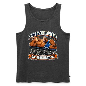 Regeneration ist auch Training - Männer Premium Bio Tank Top - Anthrazit meliert - Vorne - Michal (187cm)