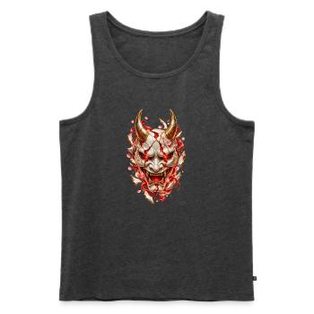 Japanische Oni-Maske – Rissiges Porzellan - Männer Premium Bio Tank Top - Anthrazit meliert - Vorne - Michal (187cm)