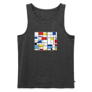 Mondrian Lines Primärfarbenspiel - Männer Premium Bio Tank Top - Anthrazit meliert - Vorne - Michal (187cm)