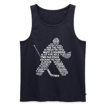 Gardien de but Lingo - version grunge de texte - Débardeur bio Premium Homme - bleu marine - Devant - Michal (187cm)