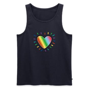 Rainbow Heart Pride Emblem - Men's Premium Organic Tank Top - navy - Front - Michal (187cm)