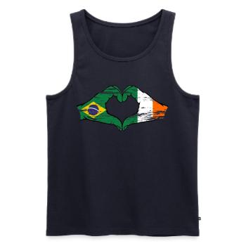 Brésil Irlande Drapeau Aiguilles Coeur Forme Utilisé - Débardeur bio Premium Homme - bleu marine - Devant - Michal (187cm)