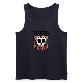 Death from above ! - Pour fond clair ! - Débardeur bio Premium Homme - bleu marine - Devant - Michal (187cm)