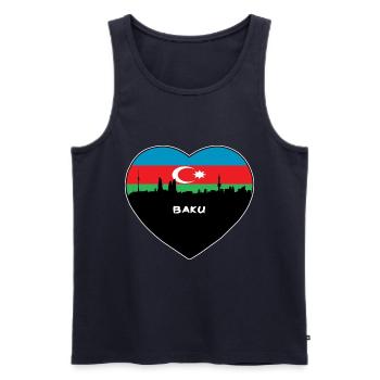 Baku Aserbaidschan Flagge Skyline Reise Souvenir - Männer Premium Bio Tank Top - Navy - Vorne - Michal (187cm)