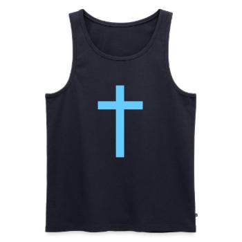simple cross - Männer Premium Bio Tank Top - Navy - Vorne - Michal (187cm)