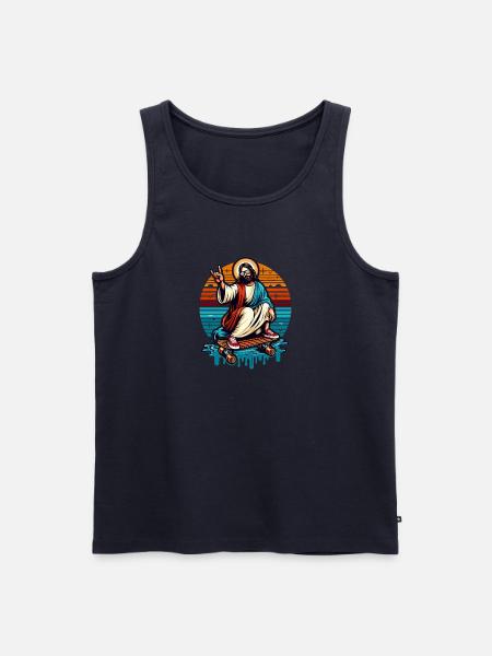 Jesus Skateboard - Männer Premium Bio Tank Top - Navy