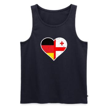Germany Georgia Vintage Heart - Männer Premium Bio Tank Top - Navy - Vorne - Michal (187cm)