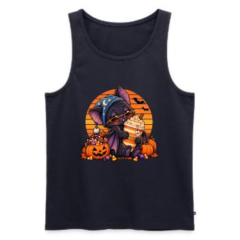 Halloween Fledermaus-Arzt mit Kaffee - Männer Premium Bio Tank Top - Navy - Vorne - Michal (187cm)