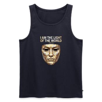 Ritter Maske Jesus Bibel Spruch - Männer Premium Bio Tank Top - Navy - Vorne - Michal (187cm)