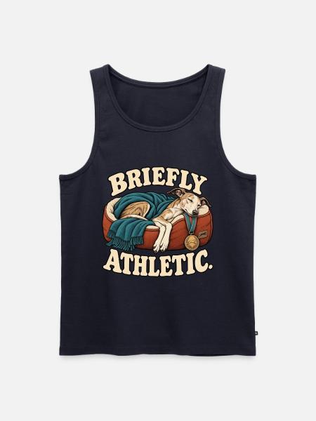 Kurzzeitiger athletischer Whippet - Männer Premium Bio Tank Top - Navy