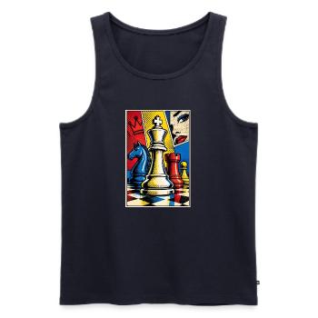 Pop Art Schach Motiv - Geschenk für Schachspieler - Männer Premium Bio Tank Top - Navy - Vorne - Michal (187cm)