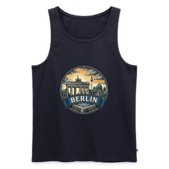 Berlin, Deutschland Reiseabzeichen Brandenburger Tor Geschenk - Männer Premium Bio Tank Top - Navy - Vorne - Michal (187cm)