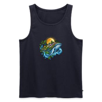 Sonnenwal mit Blütenmeer - Männer Premium Bio Tank Top - Navy - Vorne - Michal (187cm)