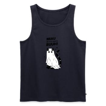 Miau äh ich meine Buuh! - Katze Gespenst Halloween - Männer Premium Bio Tank Top - Navy - Vorne - Michal (187cm)