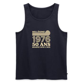 Vintage 1976 Jubiläum 50 Jahre verbessert - Männer Premium Bio Tank Top - Navy - Vorne - Michal (187cm)