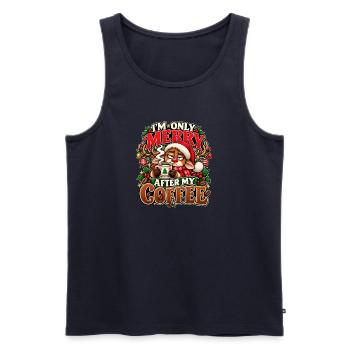 Merry After My Coffee Reindeer - Männer Premium Bio Tank Top - Navy - Vorne - Michal (187cm)