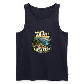 70 Jahre Gipfelblick Abenteuer - Männer Premium Bio Tank Top - Navy - Vorne - Michal (187cm)