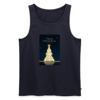 Goldener Weihnachtsbaum, isoliert am Sternenhimmel - Männer Premium Bio Tank Top - Navy - Vorne - Michal (187cm)