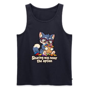 Teilen war nie die Option – Candy Cat - Männer Premium Bio Tank Top - Navy - Vorne - Michal (187cm)