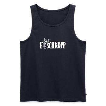 Fischkopp - Fisch - Nordsee - Ostsee - Spruch - Männer Premium Bio Tank Top - Navy - Vorne - Michal (187cm)