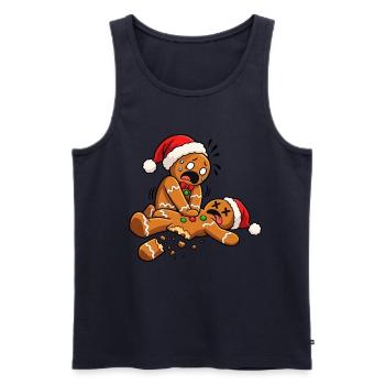Lebkuchen Reanimation - Weihnachten - Männer Premium Bio Tank Top - Navy - Vorne - Michal (187cm)