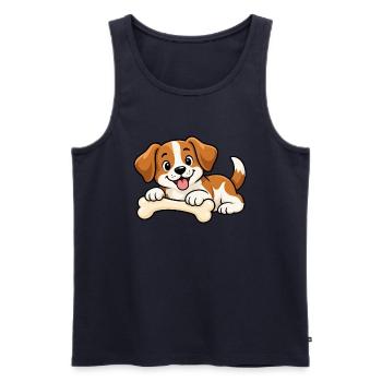 Süßer kleiner Hund mit Knochen – Comic Welpe - Männer Premium Bio Tank Top - Navy - Vorne - Michal (187cm)