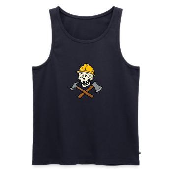 Lustiger Bauarbeiter-Schädel - Männer Premium Bio Tank Top - Navy - Vorne - Michal (187cm)