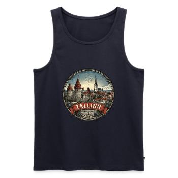 Tallinn Estland Reiseabzeichen Altstadt-Souvenir - Männer Premium Bio Tank Top - Navy - Vorne - Michal (187cm)
