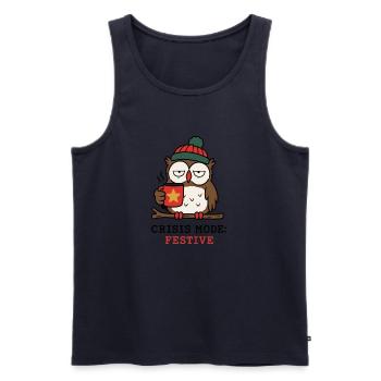 Krisenmodus Festlich – Eulen- und Weihnachtshumor - Männer Premium Bio Tank Top - Navy - Vorne - Michal (187cm)