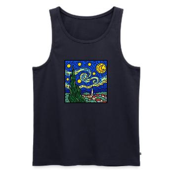 Wirbelnder Nachthimmel über dem Dorf - Männer Premium Bio Tank Top - Navy - Vorne - Michal (187cm)
