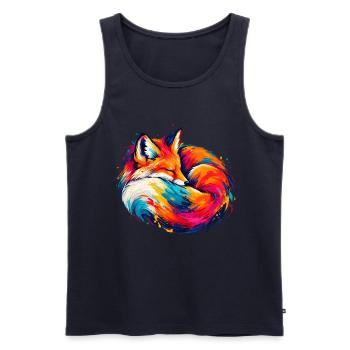 Chromatischer Schlaffuchs - Männer Premium Bio Tank Top - Navy - Vorne - Michal (187cm)