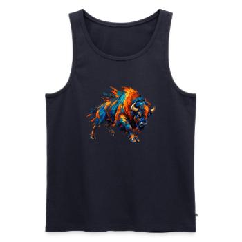 Chromatischer aufladender Bison - Männer Premium Bio Tank Top - Navy - Vorne - Michal (187cm)