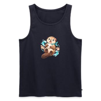 Süßer Otter mit Muschel und Seestern | Noventra - Männer Premium Bio Tank Top - Navy - Vorne - Michal (187cm)