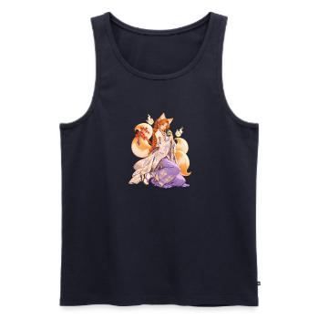 Kitsune-Frau im Kimono – Anime | Noventra - Männer Premium Bio Tank Top - Navy - Vorne - Michal (187cm)