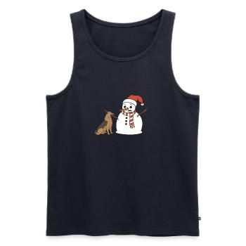 Schäferhund klaut Schneemann den Stockarm - Männer Premium Bio Tank Top - Navy - Vorne - Michal (187cm)