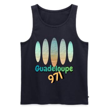 Guadeloupe 971 Strand- und Urlaubsfarben - Männer Premium Bio Tank Top - Navy - Vorne - Michal (187cm)