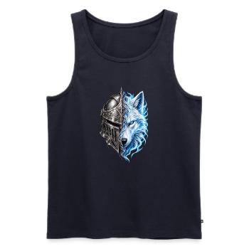 Spektraler Wolf und Ritterhelm – Fantasie - Männer Premium Bio Tank Top - Navy - Vorne - Michal (187cm)