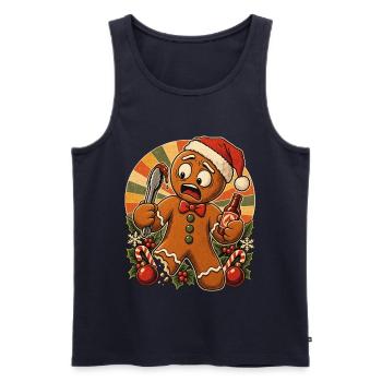 Christmas Lebkuchenmann Grillender Papa - Männer Premium Bio Tank Top - Navy - Vorne - Michal (187cm)