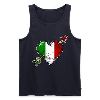 Italien Flagge Herz mit Pfeil used look - Männer Premium Bio Tank Top - Navy - Vorne - Michal (187cm)