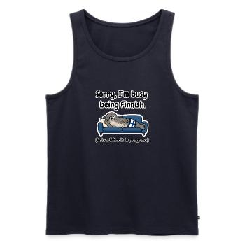 Beschäftigt als finnischer Saimaa-Robbe - Männer Premium Bio Tank Top - Navy - Vorne - Michal (187cm)