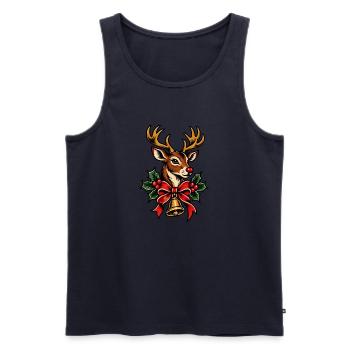Festliche Rentiere mit Stechpalmenschleife - Männer Premium Bio Tank Top - Navy - Vorne - Michal (187cm)